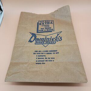 Vintage 1960s Dominick's Grocery Store Shopping Bag Brown Paper Chicago Prop